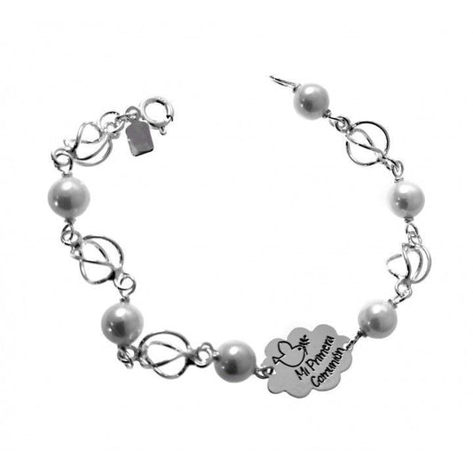 Pulsera Comunión Perla en Plata de Ley