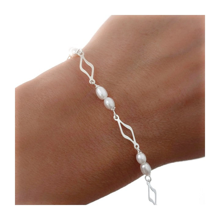 Pulsera Comunión Perla en Plata de Ley