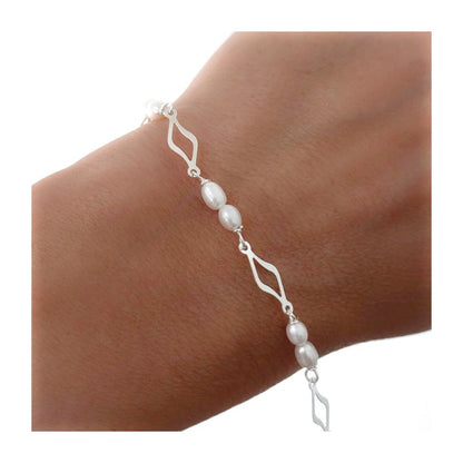 Pulsera Comunión Perla en Plata de Ley