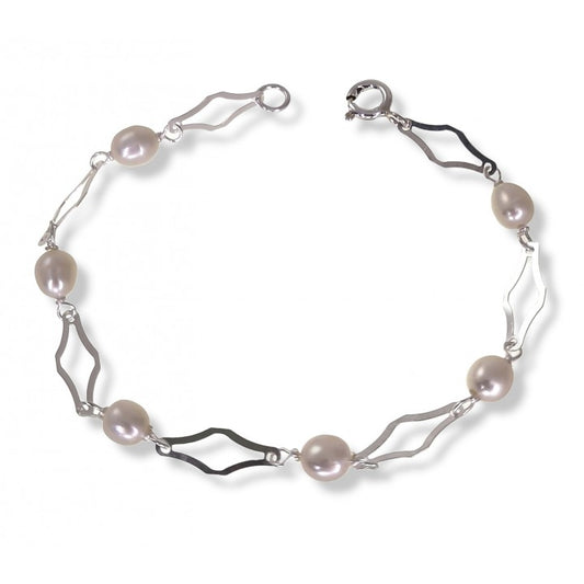 Pulsera Comunión Perla en Plata de Ley