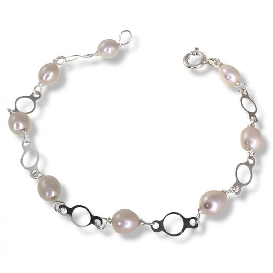 Pulsera Comunión Perla en Plata de Ley