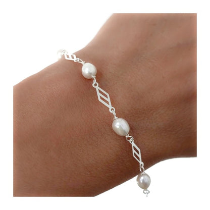 Pulsera Comunión Perla en Plata de Ley