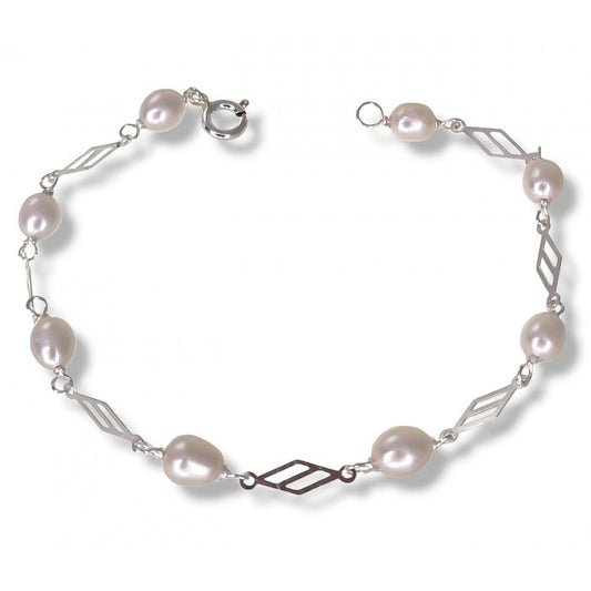 Pulsera Comunión Perla en Plata de Ley