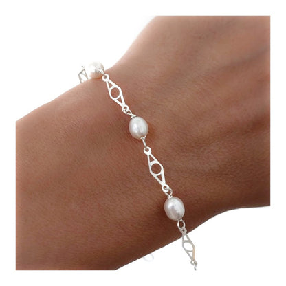 Pulsera Comunión Perla en Plata de Ley