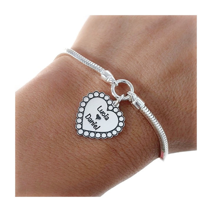 Pulsera Corazón Personalizada en Plata de Ley