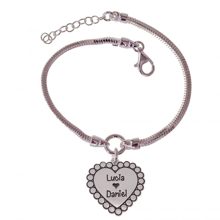 Pulsera Corazón Personalizada en Plata de Ley