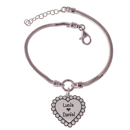 Pulsera Corazón Personalizada en Plata de Ley