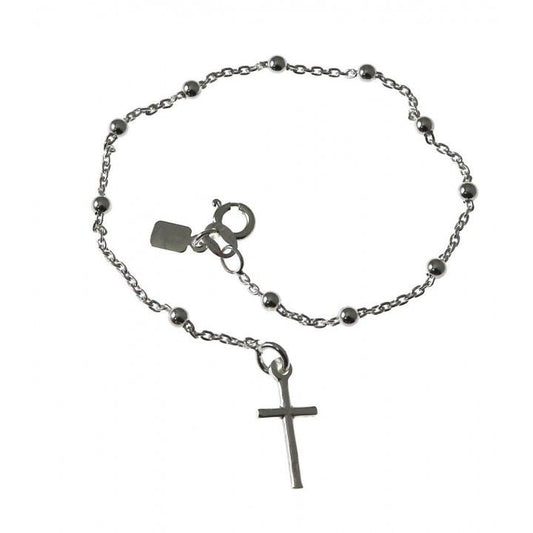 Pulsera Cruz Rosario en Plata de Ley