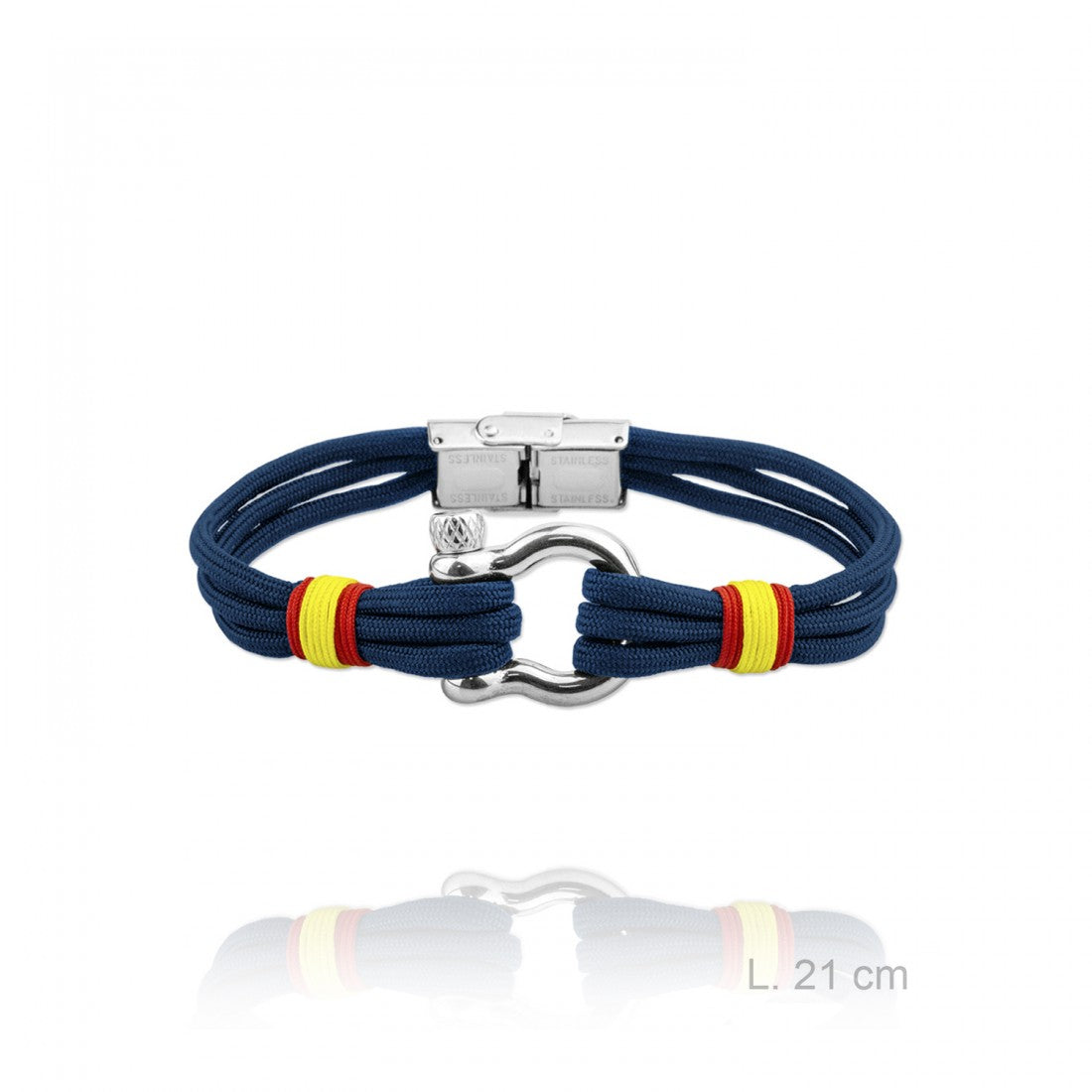 Pulsera de acero con cabo naútico azul ESPAÑA