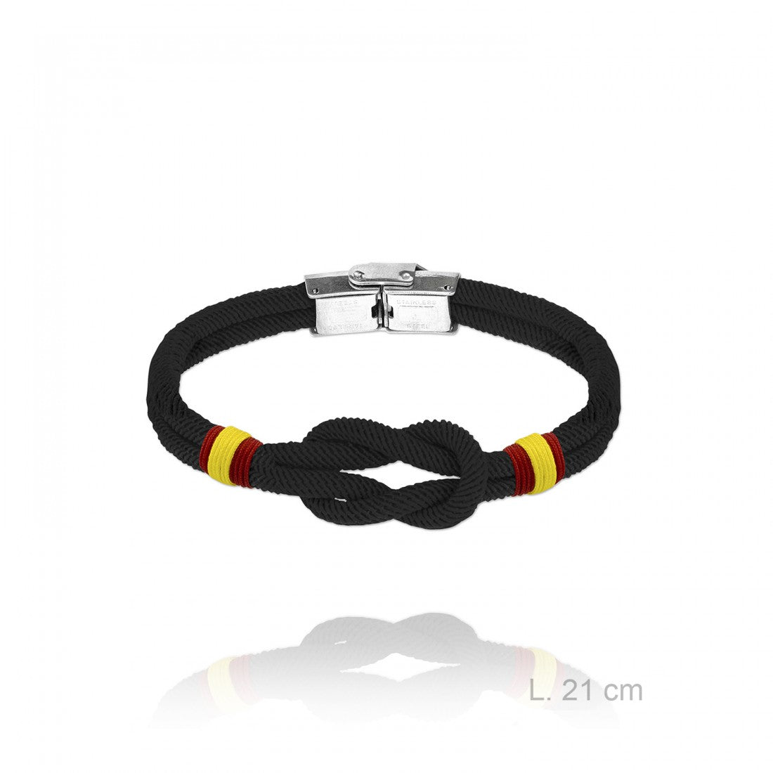 Pulsera de acero con cabo naútico negro ESPAÑA