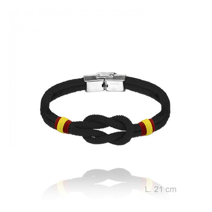 Pulsera de acero con cabo naútico negro ESPAÑA