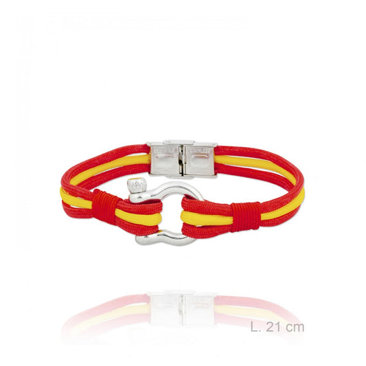 Pulsera de acero con cabo naútico rojo/amarillo ESPAÑA