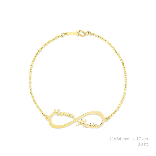 Pulsera Infinito Dos Nombres de Oro Personalizada