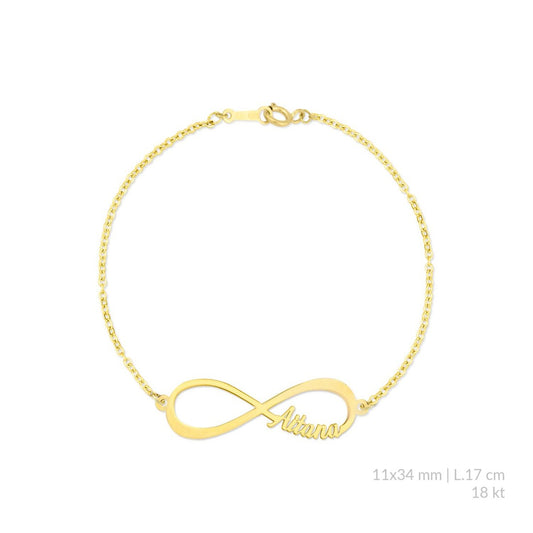 Pulsera Infinito con un nombre de Oro 18 Ktes