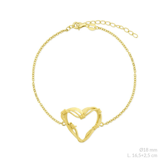 Pulsera Corazón Espinado Bichota Chapada en Oro