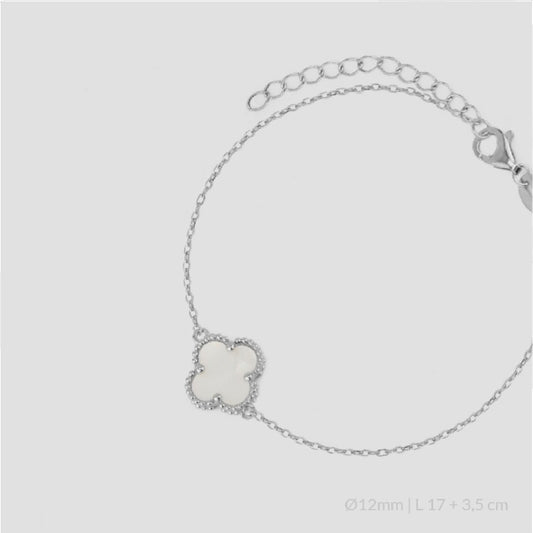 Pulsera de Plata de Ley con una flor en nácar