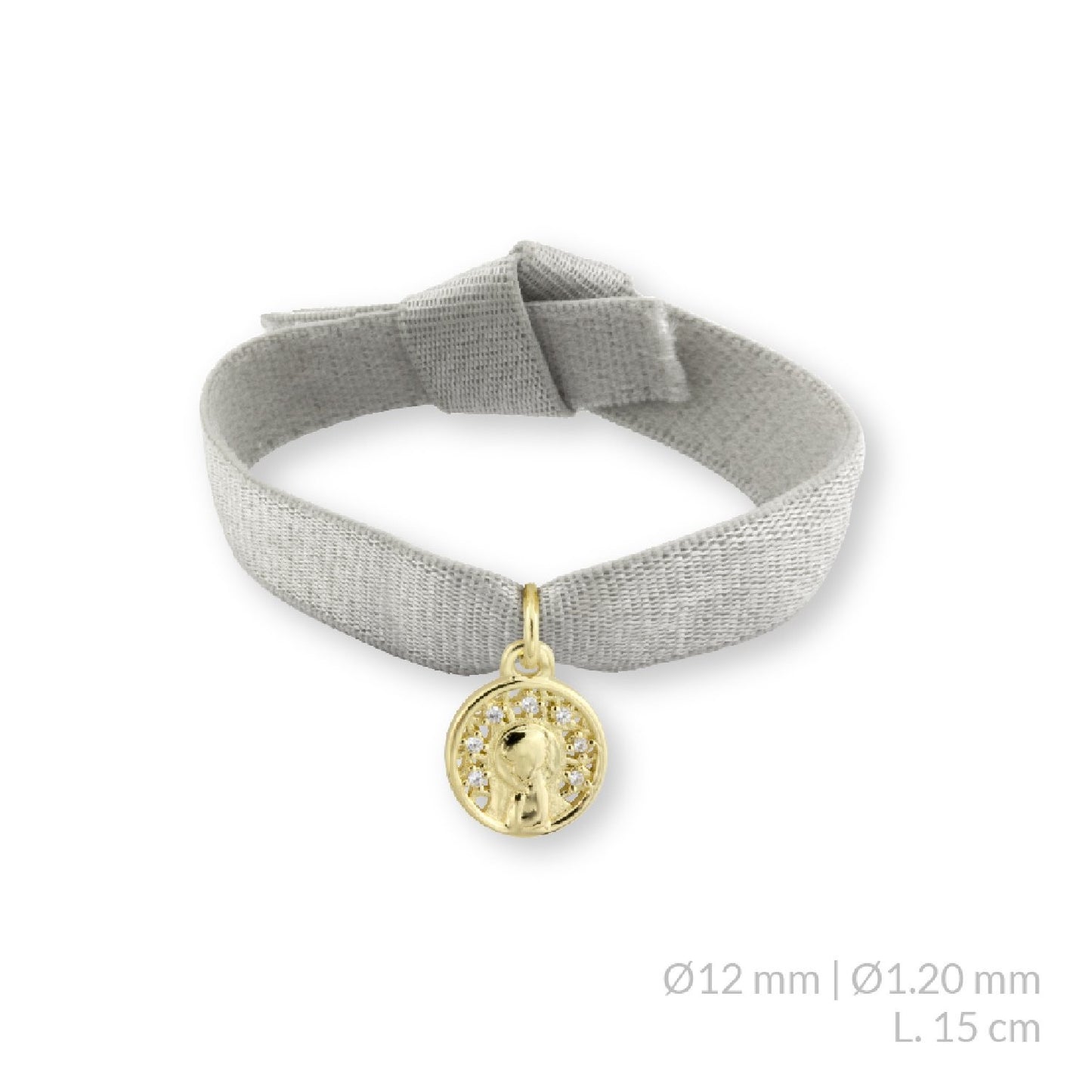 Pulsera Virgen Niña con Circonitas Tela en Plata de Ley