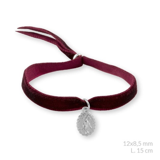 Pulsera Virgen Milagrosa Tela en Plata de Ley