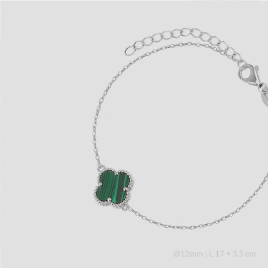 Pulsera de Plata de Ley con una flor en malaquita