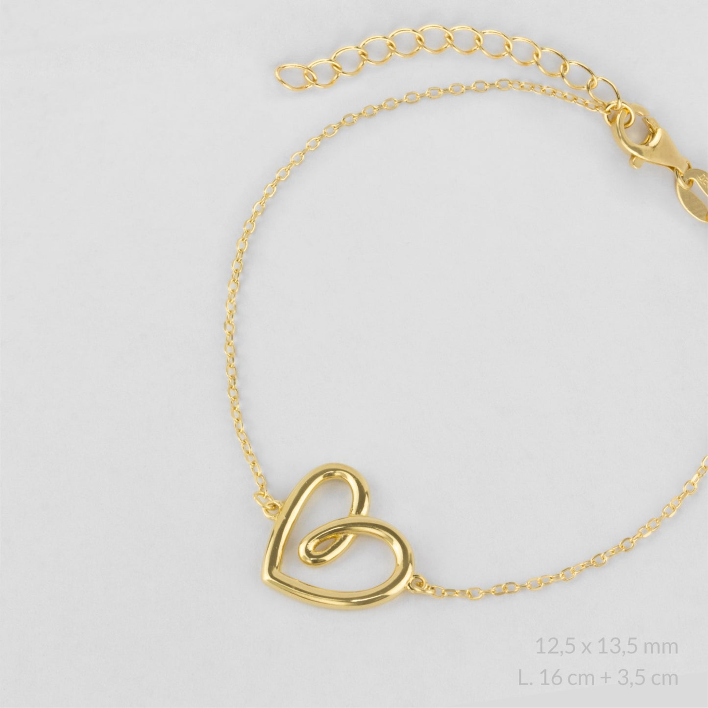 Pulsera Corazón en Plata de Ley Chapada en Oro