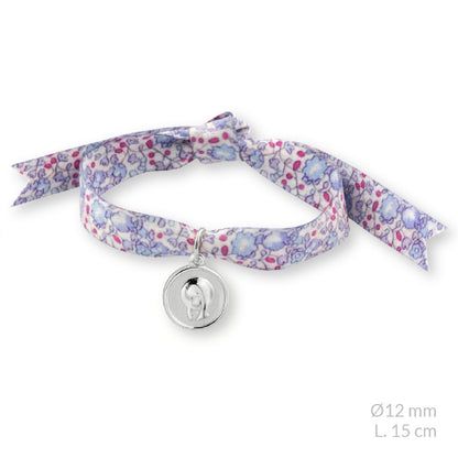 Pulsera Virgen Niña Tela en Plata de Ley