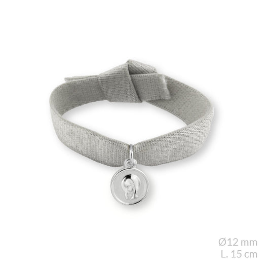 Pulsera Virgen Niña Tela en Plata de Ley