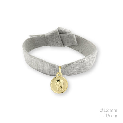 Pulsera Virgen Niña Tela en Plata de Ley