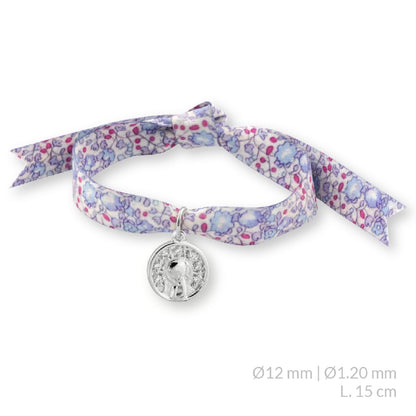 Pulsera Virgen Niña con Circonitas Tela en Plata de Ley