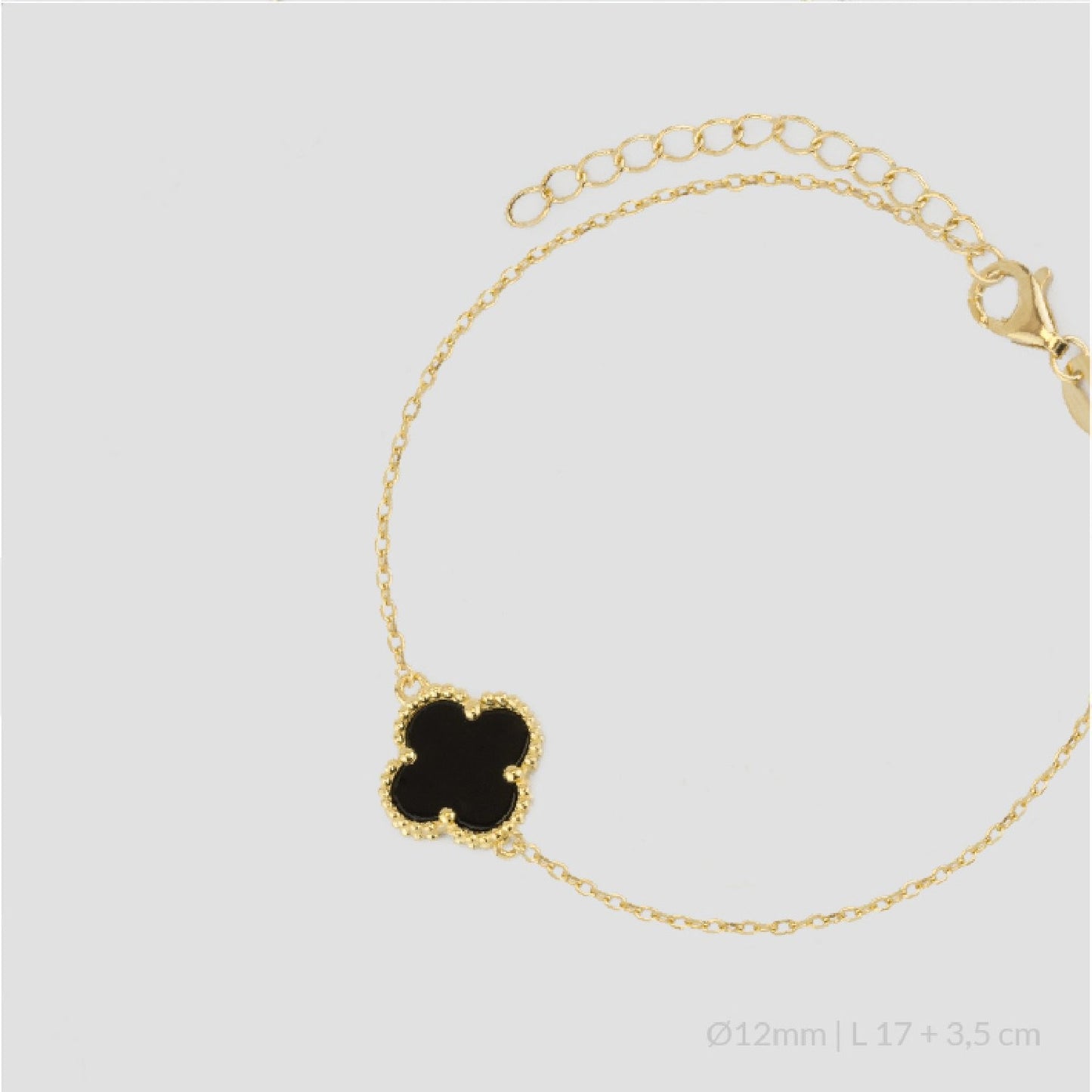 Pulsera de Plata de Ley chapada en oro con una flor en ónix negro