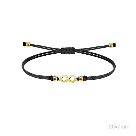 Pulsera Hilo Negro Infinito Acero