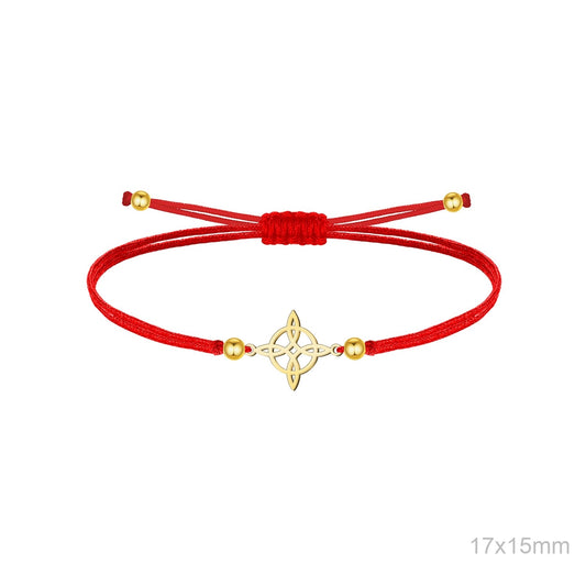 Pulsera Hilo Rojo Nudo de Brujas Acero