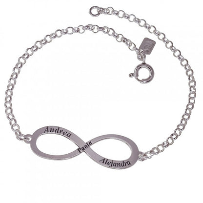 Pulsera Infinito Nombres en Plata de Ley