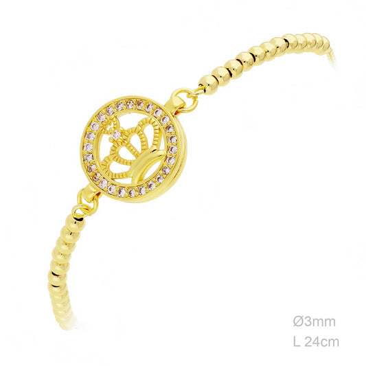 Pulsera Latón Chapada en Oro CORONA REINA
