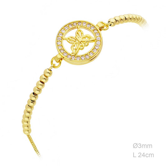Pulsera Latón Chapada en Oro Mariposa