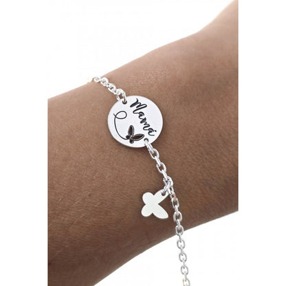 Pulsera Mamá Mariposa en Plata de Ley