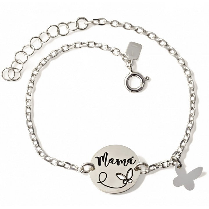 Pulsera Mamá Mariposa en Plata de Ley