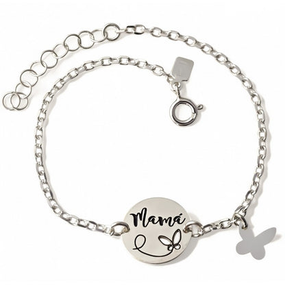 Pulsera Mamá Mariposa en Plata de Ley