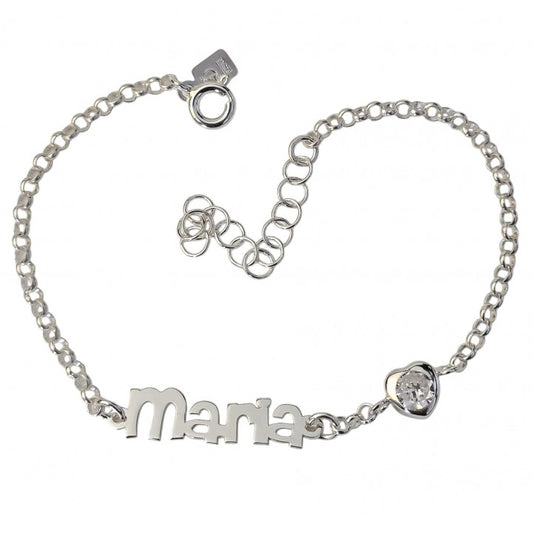 Pulsera Personalizada Nombre Corazón Circonita