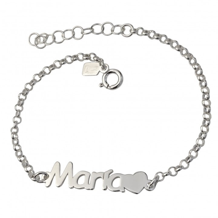 Pulsera Personalizada Nombre Corazón en Plata de Ley