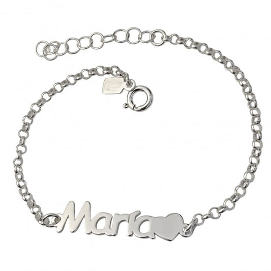 Pulsera Personalizada Nombre Corazón en Plata de Ley