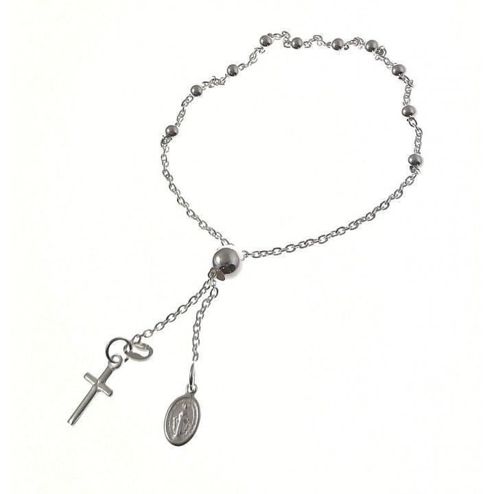 Pulsera Rosario Comunión en Plata de Ley