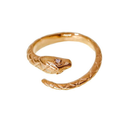 Sortija Serpiente Chapada en Oro